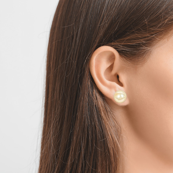 Simple Faux Pearl Earrings, Pierced Single 3/8" Round Stud White Classic Preppy - Picture 1 of 6